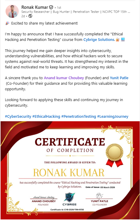 Student LinkedIn achievement 3